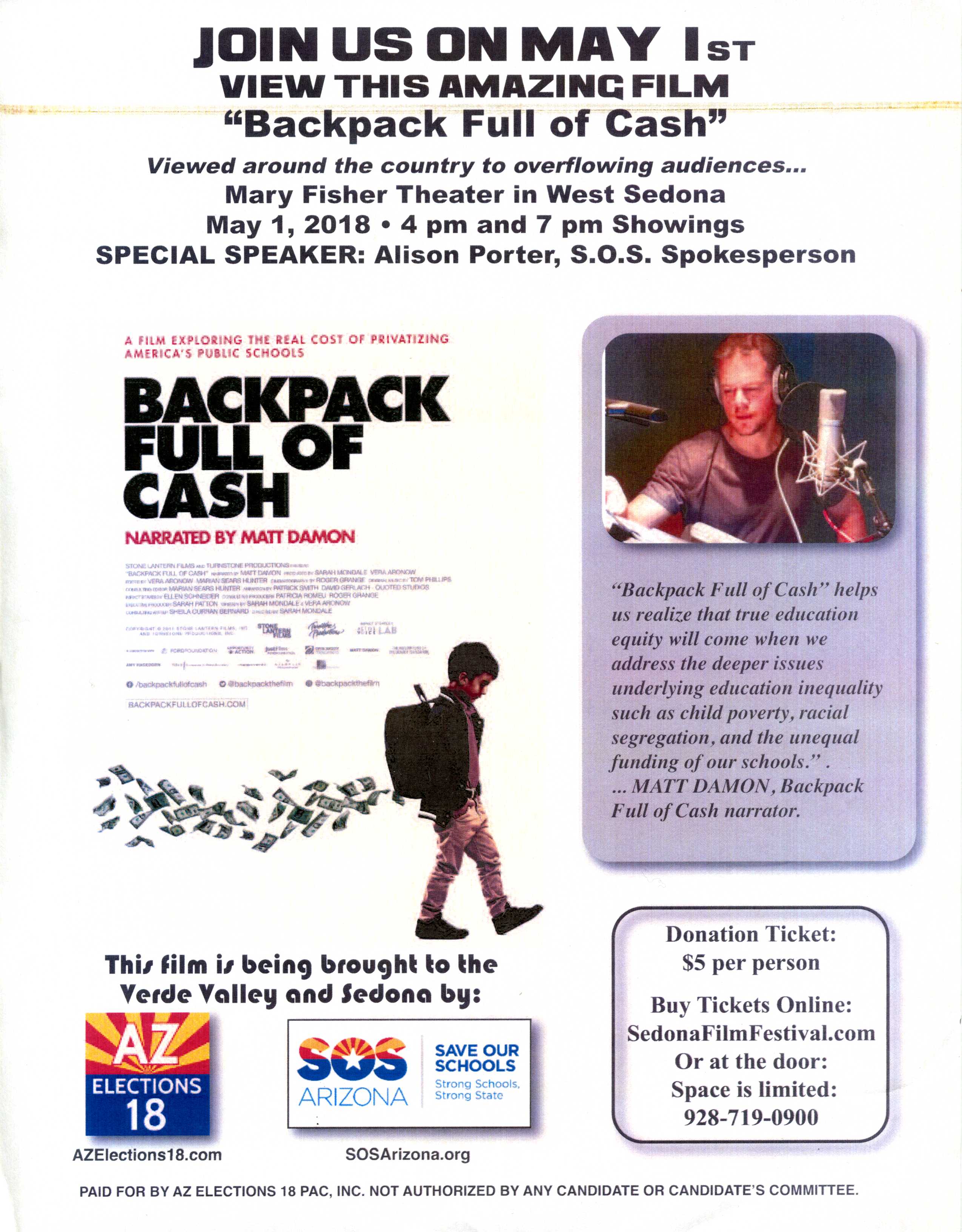 Backpack full of Cash - Save the Date @ Mary Fisher Theatre