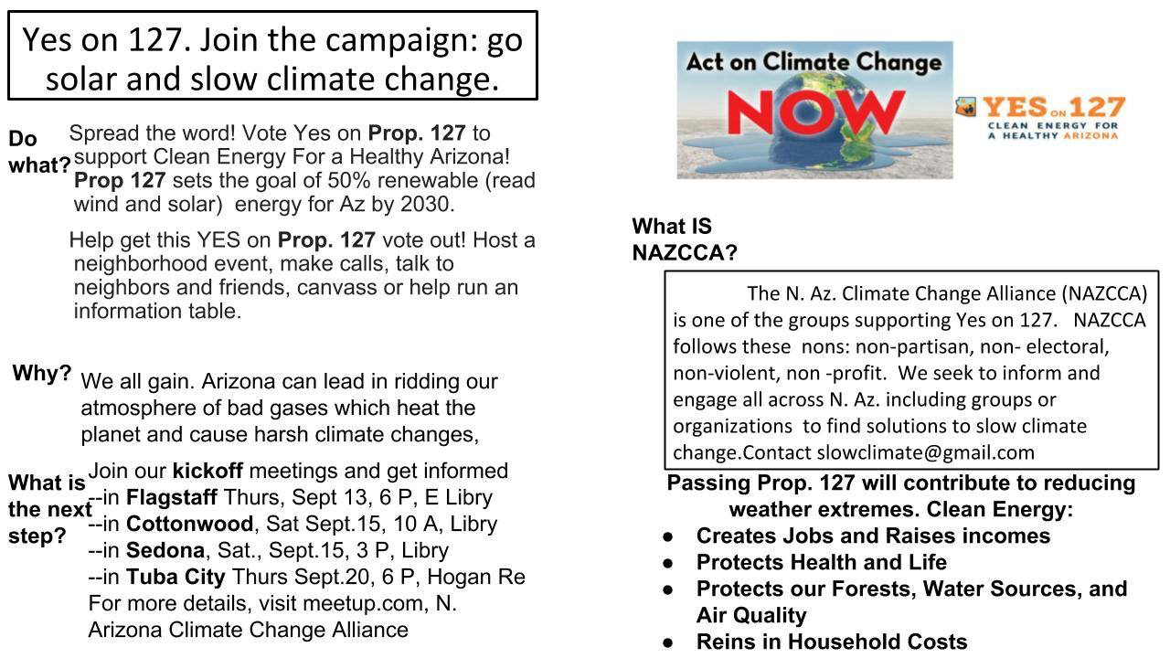 Prop 127 Go Solar! Slow Climate Change @ Cottonwood Library