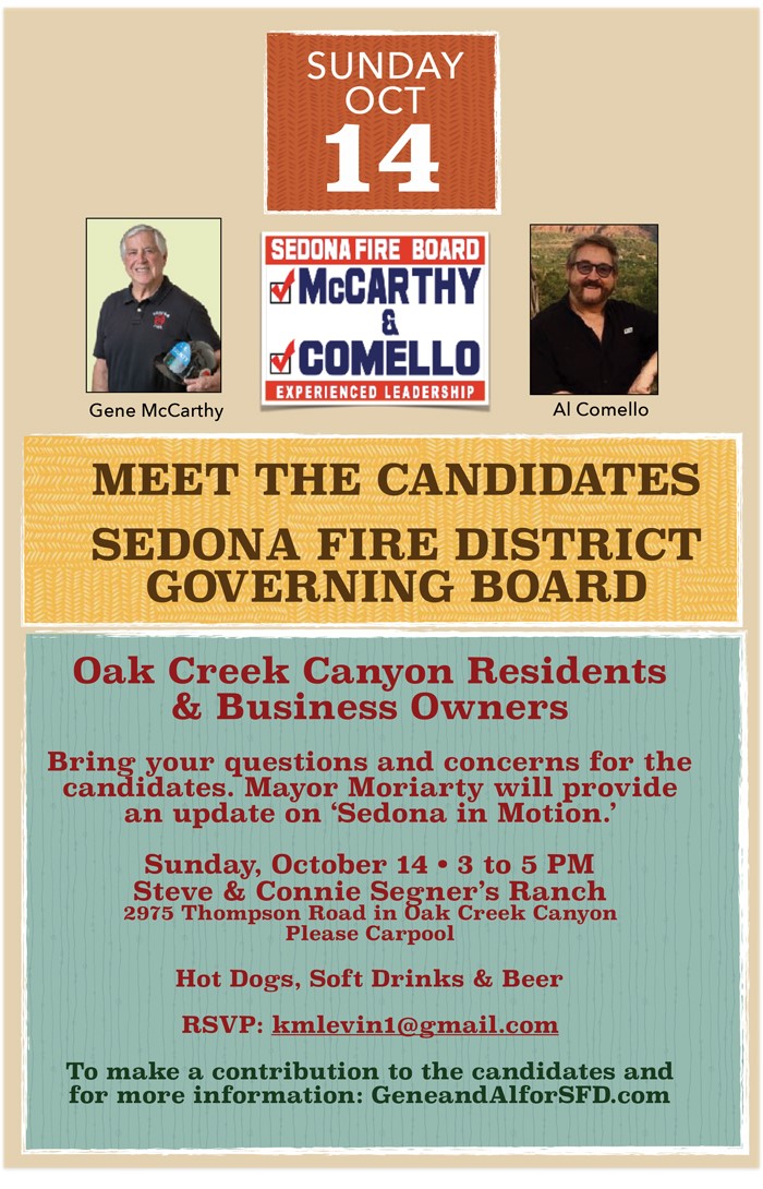 Meet McCarthy and Comello - Sedona Fire District Governing Board @ Steve and Connie Segner's Ranch